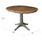 International Concepts Round 36 in Rd Top Ped Table, 12 in Leaf, Dining Ht, Hickory/Stone, 36 W, 48 L, 30.1 in H, Wood K41-36RXT-27B - alternate 10